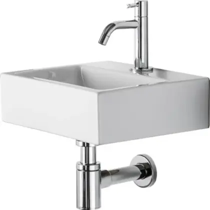 Conima LG50017001 Conima Mini Delta handenwasserset 340 x 285 x 100 mm - wit - met kraangat - zonder overloop - met kraan chroom - met sifon - met plug - met bevestiging