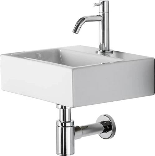 Conima LG50017001 Conima Mini Delta handenwasserset 340 x 285 x 100 mm - wit - met kraangat - zonder overloop - met kraan chroom - met sifon - met plug - met bevestiging