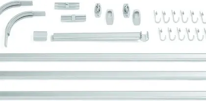 Coram 276623005 Coram Sealskin Easy Roll combi systeem voor verschillende opstellingen - incl 12 gordijnhaken - aluminium