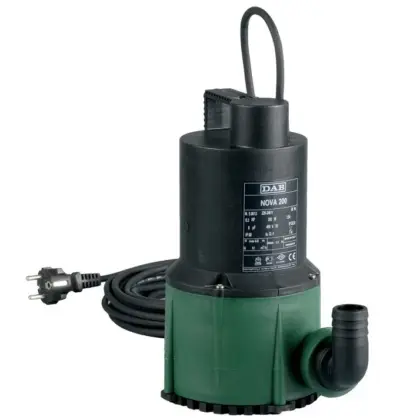 DAB Dompelpomp vezelversterkt kunststof Hmax=7.1m Qmax=12m3/h 1x220-240V stroomkabel=10m DAB Nova 200 MNA 40th 60194402H
