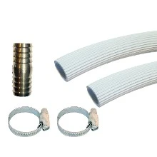 DBJ 124791001 DBJ afvoerslang voor wasmachine 3/4 x 1500 mm - grijs rubber (incl. verbindingsstuk en slangklemmen)