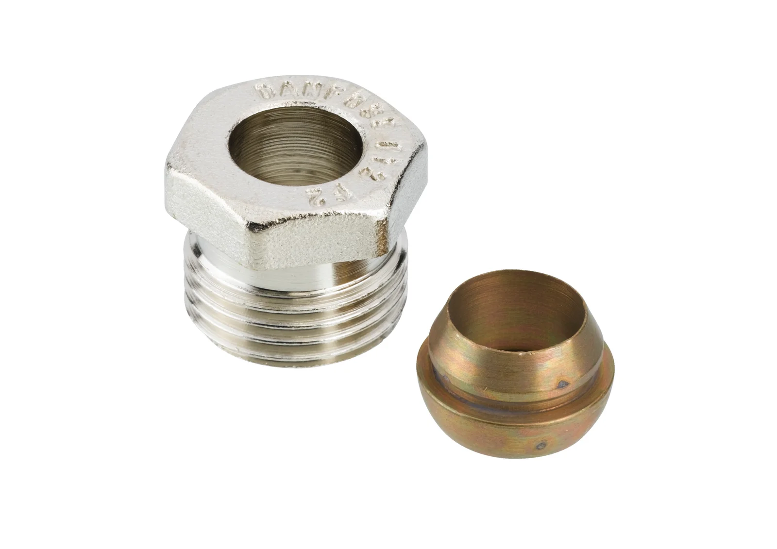Danfoss Knelkoppeling Danfoss messing 1/2" geschikt voor:  koper 013G4112