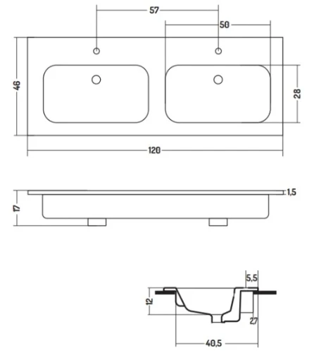 Detremmerie SET3STRIPES120/321 Detremmerie Comfort Stripes Set 3 : wastafel Slim Ceramic - onderkast 1200 mm - 1 lade met greeplijst - spiegelkast - Nature Oak Stripes