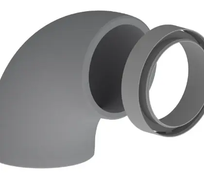 Duco 0000-4571 Duco DucoFlex Star geïsoleerde ventiltatiebocht 90° met koppelstuk - 160 mm