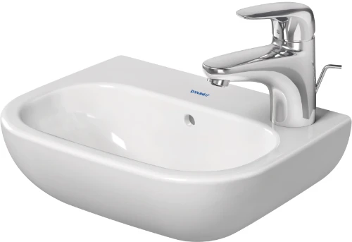 Duravit 07053600082 Duravit D-code handenwasser 360 x 270 mm - wit - met kraangat rechts - met overloop