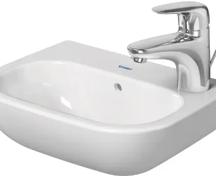 Duravit D-Code handenwasser 360 x 270 mm - wit - met kraangat - met overloop 07053600092