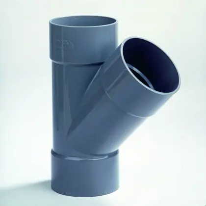 Dyka PVC lijm-T-stuk 45° 100mm FFF grijs BENOR-keur afvoer/sanitair 20022217
