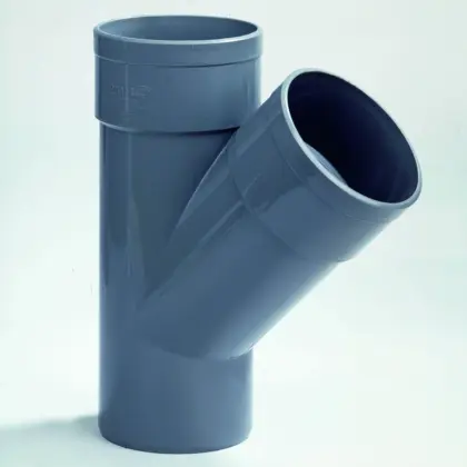Dyka PVC lijm-T-stuk 45° 100mm FFM grijs BENOR-keur afvoer/sanitair 20023665