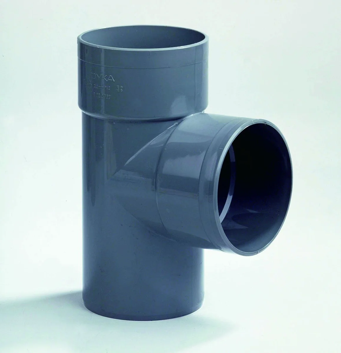 Dyka PVC lijm-T-stuk 87.5° 100mm FFM grijs BENOR-keur afvoer/sanitair 20023658