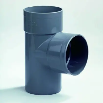 Dyka PVC lijm-T-stuk 87.5° 50mm FFM grijs BENOR-keur afvoer/sanitair 20022187