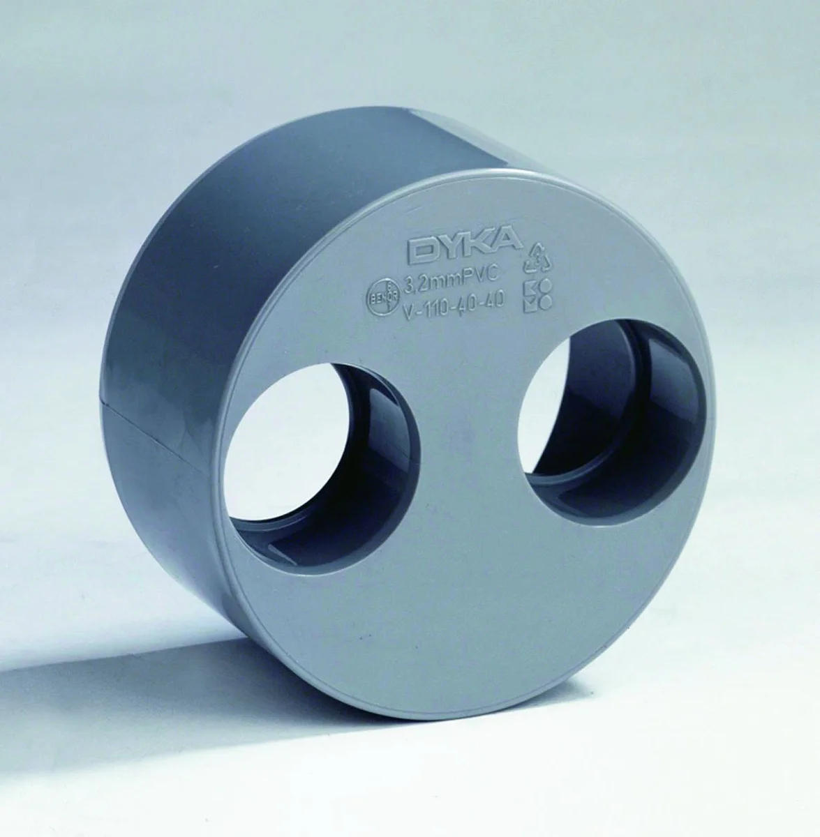 Dyka PVC lijmverloopring excentrisch 110x40mm grijs BENOR-keur afvoer/sanitair 20022258