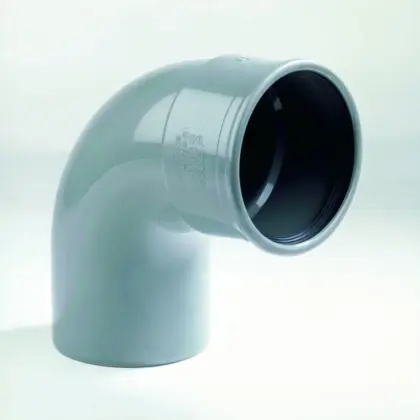 Dyka Polyvinylchlorid (PVC) manchetbocht 90° 110mm MF SN4/SN8 (SDR41/SDR34) grijs BENOR-keur riolering Dyka 20022874