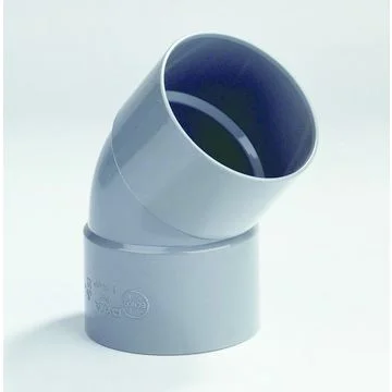 Dyka PVC lijmbocht 45° 160mm FF grijs BENOR-keur afvoer/sanitair 20022169