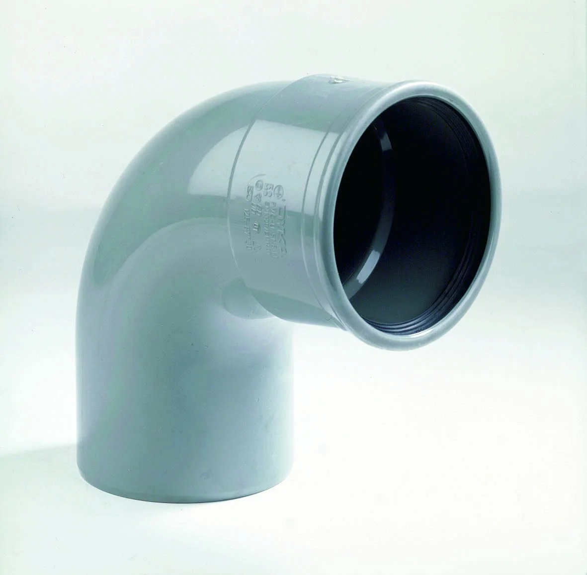 Dyka Polyvinylchlorid (PVC) manchetbocht 90° 315mm FF SN4 (SDR41) grijs BENOR-keur riolering Dyka 20022893