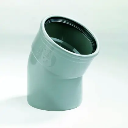 Dyka Polyvinylchlorid (PVC) manchetbocht 30° 250mm MF SN4 (SDR41) grijs BENOR-keur riolering Dyka 20022906