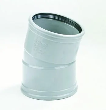 Dyka Polyvinylchlorid (PVC) manchetbocht 15° 110mm FF SN4/SN8 (SDR41/SDR34) grijs BENOR-keur riolering Dyka 20022911