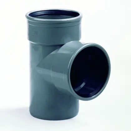Dyka Polyvinylchlorid (PVC) manchet verloop-T-stuk 90° 160x110mm SN4 (SDR41) grijs BENOR-keur riolering Dyka 20022970