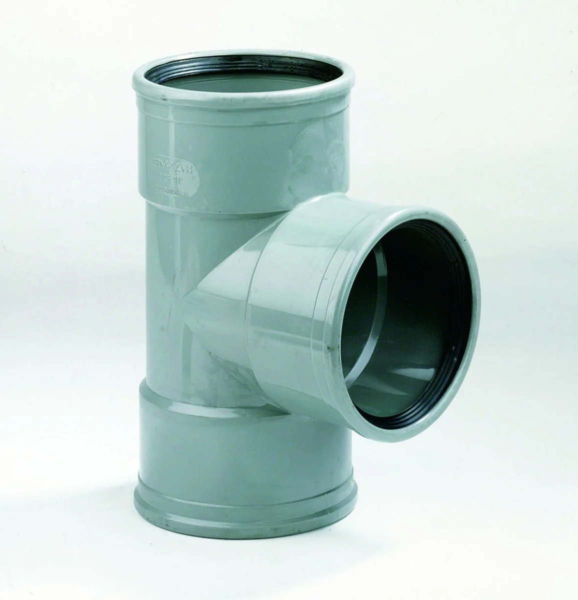 Dyka Polyvinylchlorid (PVC) manchet-T-stuk 90° 250mm SN4 (SDR41) grijs BENOR-keur riolering Dyka 20022991