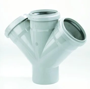 Dyka Polyvinylchlorid (PVC) manchet dubbel-T-stuk 45° 125mm SN4 (SDR41) grijs BENOR-keur riolering Dyka 20023101