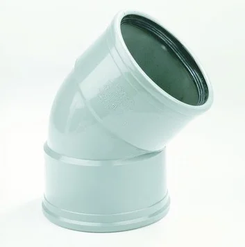 Dyka Polyvinylchlorid (PVC) manchetbocht 45° 125mm FF SN8 (SDR34) grijs BENOR-keur riolering Dyka 20023210
