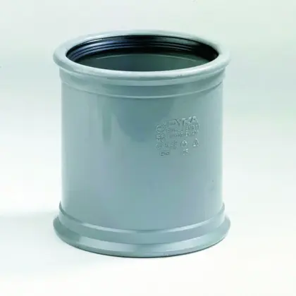 Dyka Polyvinylchlorid (PVC) manchetoverschuifmof 125mm FF SN8 (SDR34) riolering grijs BENOR-keur Dyka 20023244