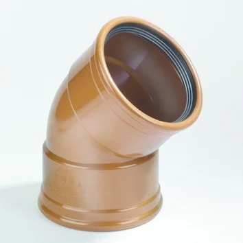 Dyka Polyvinylchlorid (PVC) manchetbocht 45° 125mm FF SN4 (SDR41) roodbruin BENOR-keur riolering Dyka 20024248