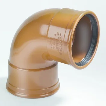 Dyka Polyvinylchlorid (PVC) manchetbocht 90° 125mm FF SN4 (SDR41) roodbruin BENOR-keur riolering Dyka 20024249