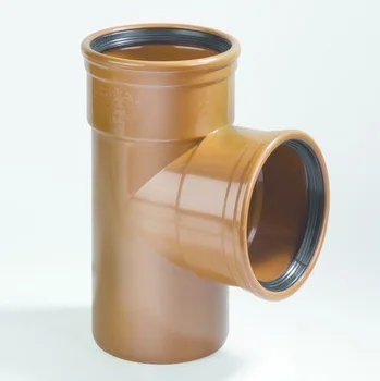 Dyka Polyvinylchlorid (PVC) manchet-T-stuk 90° 125mm SN4 (SDR41) roodbruin BENOR-keur riolering Dyka 20024261