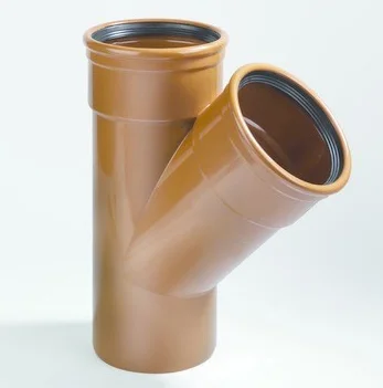 Dyka Polyvinylchlorid (PVC) manchet-T-stuk 45° 160mm SN4 (SDR41) roodbruin BENOR-keur riolering Dyka 20024266