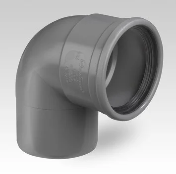 Dyka Polyvinylchlorid (PVC) manchetbocht 90° 90mm MF grijs BENOR-keur afvoer/sanitair Dyka 20048962