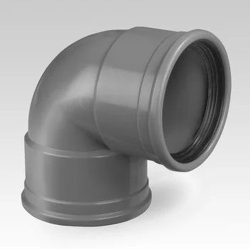Dyka Polyvinylchlorid (PVC) manchetbocht 90° 90mm FF grijs BENOR-keur afvoer/sanitair Dyka 20048964