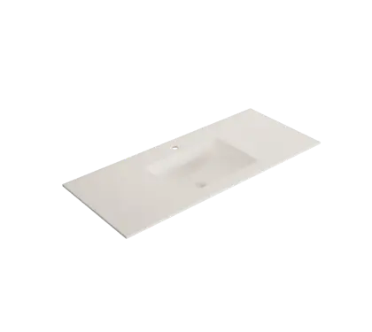 EV.9.SS.0900.1M.1KG.SLS Solid 2.0 wastafelblad in solid surface met 1 waskom midden 900 x 500 x 9 mm - 1 kraangat