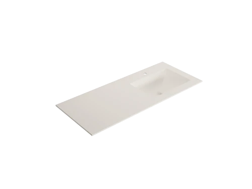 Solid 2.0 wastafelblad in solid surface met 1 waskom rechts 900 x 500 x 9 mm - 1 kraangat EV.9.SS.0900.1R.1KG.SLS