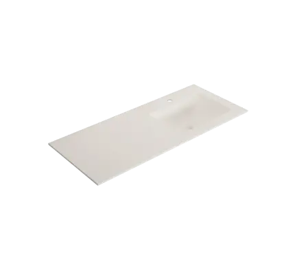 EV.9.SS.1200.1R.1KG.SLS Solid 2.0 wastafelblad in solid surface met 1 waskom rechts 1200 x 500 x 9 mm - 1 kraangat