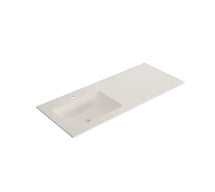 EV.9.SS.1400.1L.1KG.SLS Solid 2.0 wastafelblad in solid surface met 1 waskom links 1400 x 500 x 9 mm - 1 kraangat