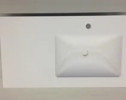 EV.SS.0900.1R.1KG.SLS.F001 Solid wastafelblad in solid surface met 1 waskom rechts 900 x 500 x 20 mm - wit mat - met kraangat