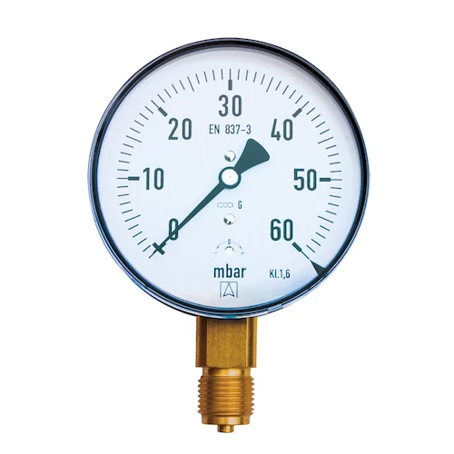 Euro-Index KP100 gasmanometer 100 mm x 1/2 - 0-40 mbar - radiaal 31305