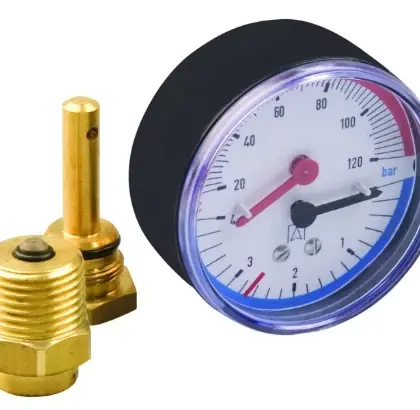 Euro-Index 39061 Euro-Index thermo-manometer 80 mm - 0-120°C - axiaal - 0-4 bar - insteekhuls 1/2 x 120 mm