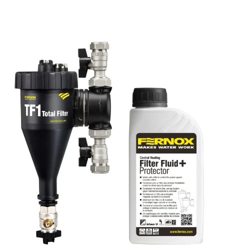 Fernox TF1 vuilafscheider met magneet 22 x 22 mm - met filter fluid 500 ml 62239