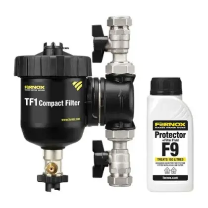 Fernox 62760 Fernox TF1 Compact Filter 22 x 22 mm met Protector+ filter fluid F9 265 ml - prijs per set