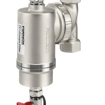Fernox Vuilafscheider Fernox TF1 Omega 6/4" 40 knelring horizontaal/verticaal met magneet intern 62376