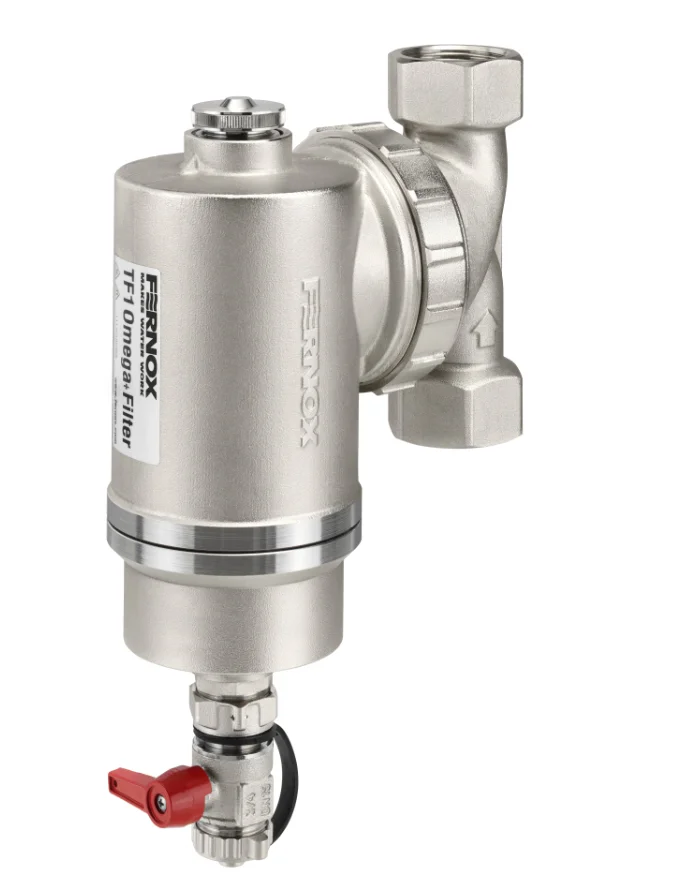 Fernox Vuilafscheider Fernox TF1 Omega 6/4" 40 knelring horizontaal/verticaal met magneet intern 62376