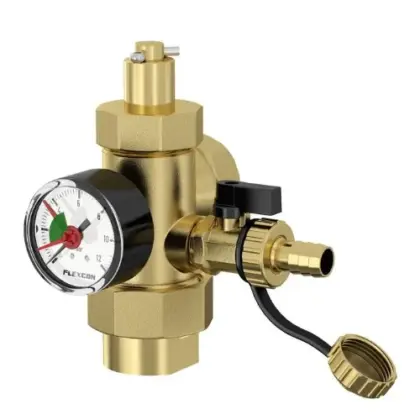 Flamco 27293 Flamco Flexcon aansluitstuk met manometer 4/4 x 63 mm voor expansievaten
