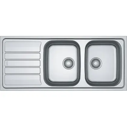Franke 101.0715.791 Franke Flash inbouwspoeltafel 1160 x 500mm - 2 bakken - inox - met verlek - omkeerbaar - inclusief sifon