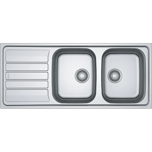 Franke Flash inbouwspoeltafel 1160 x 500mm - 2 bakken - inox - met verlek - omkeerbaar - inclusief sifon 101.0715.791