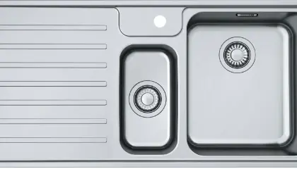 Franke 127.0548.176 Franke Bell vlakbouwspoeltafel 1000 x 480 mm - 1 + 1/2 bak - inox - met verlek links