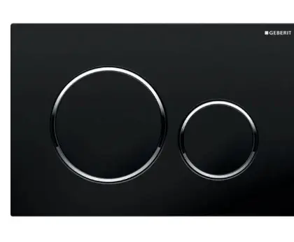 Geberit 115.882.14.1 Geberit Sigma 20 bedieningsplaat - zwart mat - kunststof - 2 druktoetsen designringen glansverchroomd
