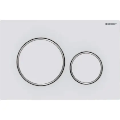 Geberit 115.882.JT.1 Geberit Sigma 20 bedieningsplaat - wit mat - kunststof - 2 druktoetsen designringen glansverchroomd