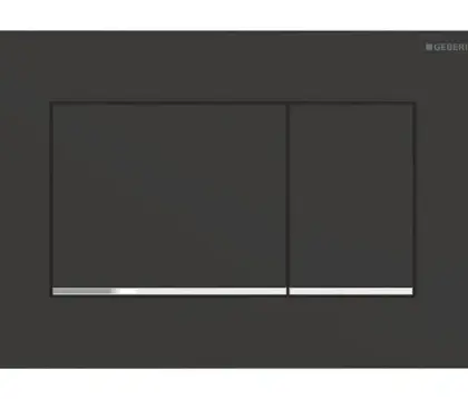 Geberit 115.883.14.1 Geberit Sigma 20 (ex Sigma 30) bedieningsplaat - zwart mat - kunststof - 2 druktoetsen designstrook glansverchroomd