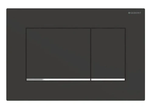 Geberit 115.883.14.1 Geberit Sigma 20 (ex Sigma 30) bedieningsplaat - zwart mat - kunststof - 2 druktoetsen designstrook glansverchroomd